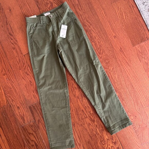 NWT Curve Appeal Utilitarian Army Green Cargo Straight Leg Pants Size 2 NEW - Picture 1 of 12